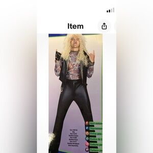 70’s Rocker Rubie's Black Pleather Jacket & Pants Size Medium